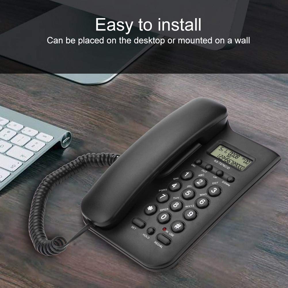 Landline Telephone, Home Hotel Wired Desktop Wall Phone Office Abs Landline Telephone With/Dtmf Dual System Telephone Line Power