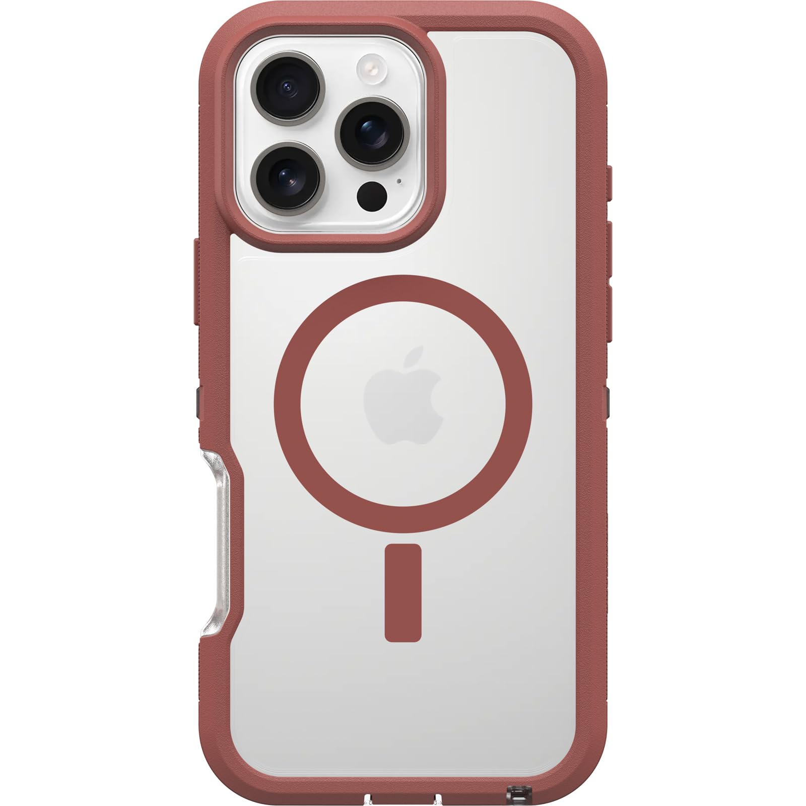 Otterbox Iphone 16 Pro Max Defender Series Xt Clear Case   Brick Red Clear