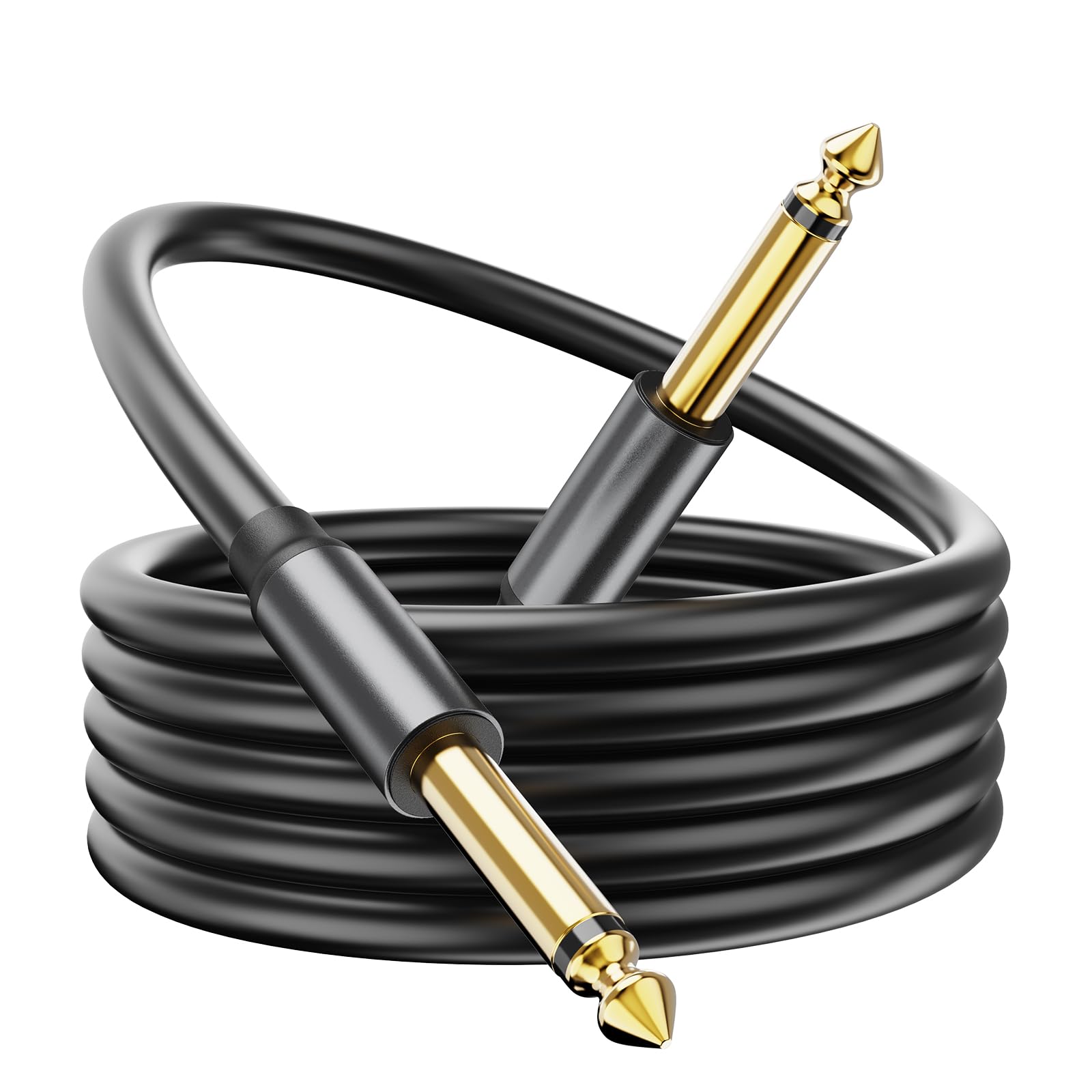 COOLSELL Guitar Cable, 2 Pack 15ft Instrument Cable, 1/4 Inch Electric Guitar Amp Cord for Bass, Pedal, Mandolin and Keyboard, F