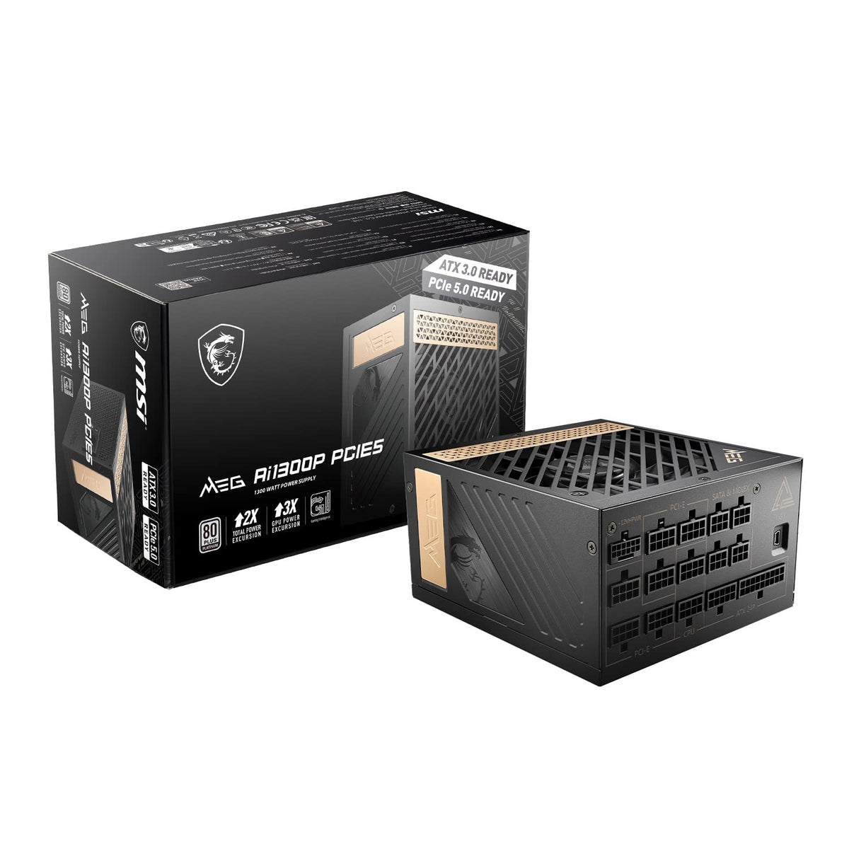 Meg Ai1300P Pcie 5 & Atx 30 Gaming Power Supply   Full Modular   80 Plus Platinum Certified 1300W   100% Japanese 105Ac Capacito