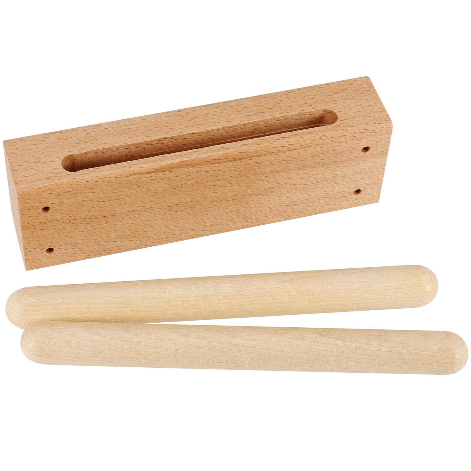 Sehoi 2 Pack 7 Inches Wood Rhythm Block, Musical Wood Block Percussion Instrument With Mallet, Solid Hardwood Percussion Rhythm