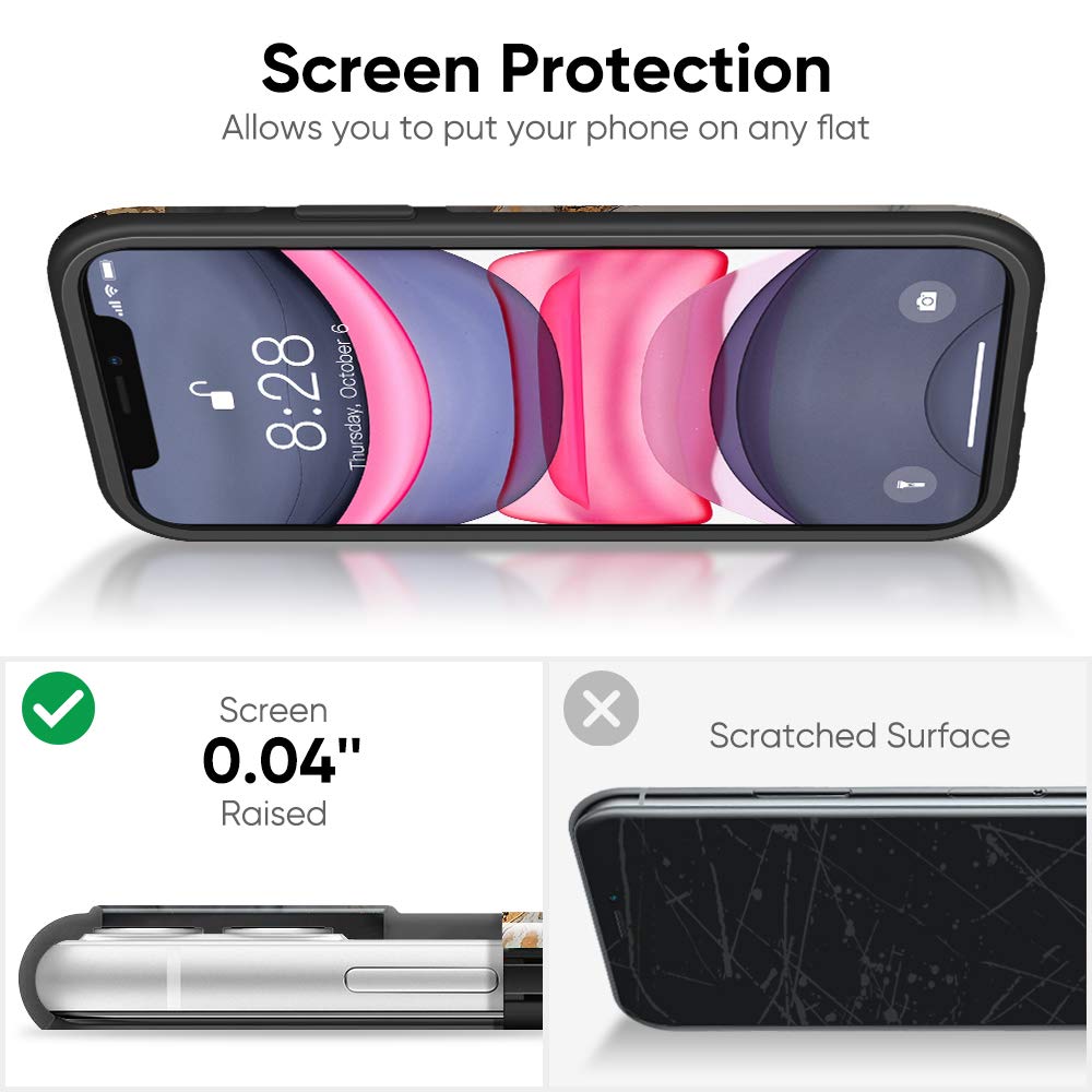 Dutyway Marble Case For Iphone 11, Gold Sparkle Glitter Slim Fit Hard Pc Full Body Shockproof Rugged Bumper Protective Cover Com