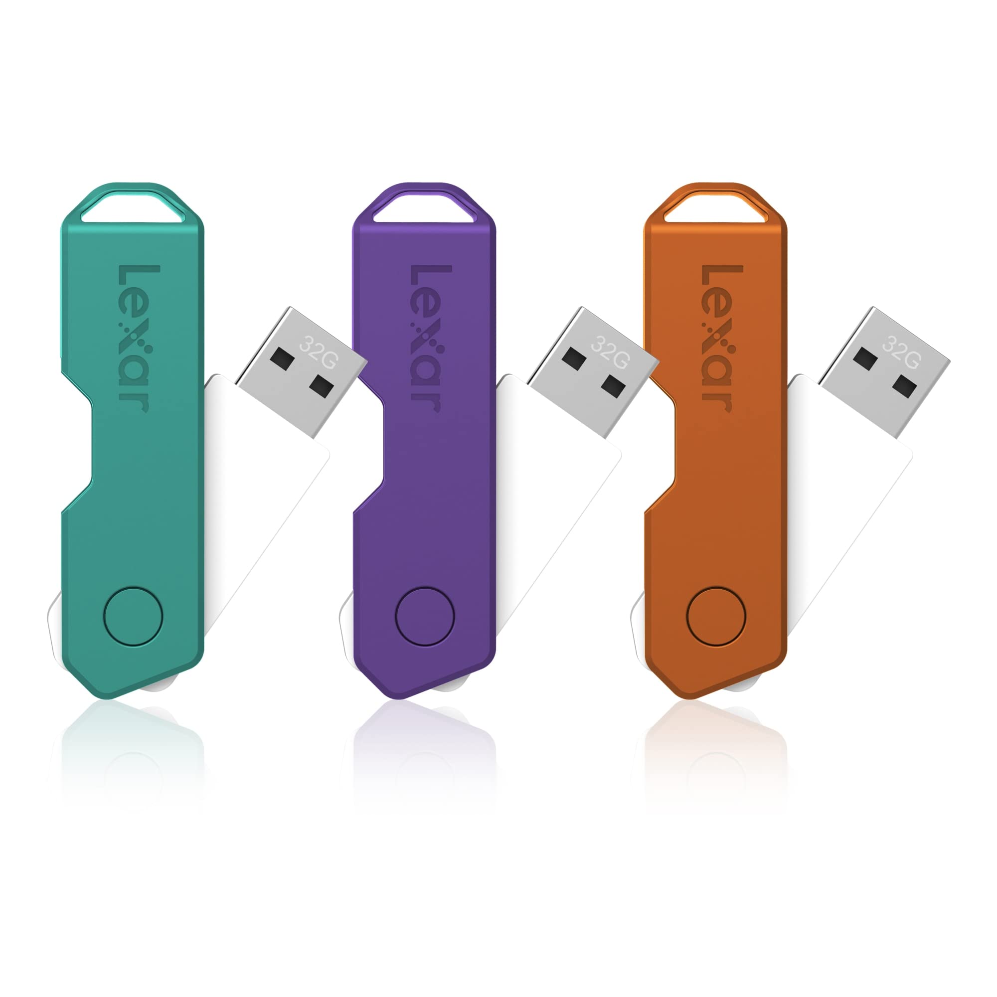 Lexar Jumpdrive Twistturn2 Usb 2.0 Flash Drives, 32Gb, Pack Of 3 Flash Drives, Ljdtt2-32Gabna3