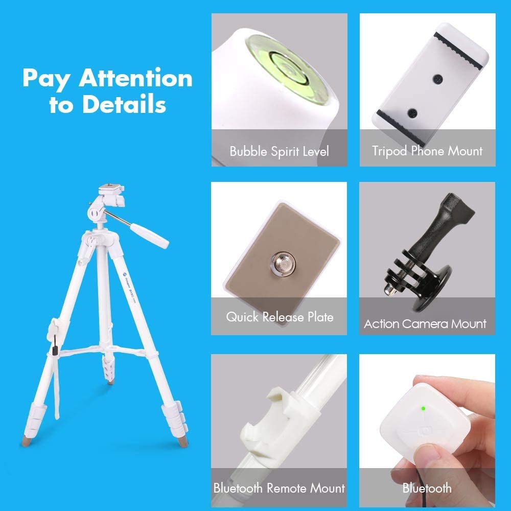 59 Camera Tripod, Fotopro Portable Tripod For Iphone With Bluetooth Remote, Aluminum Video Camera Tripod For Canon Action Came
