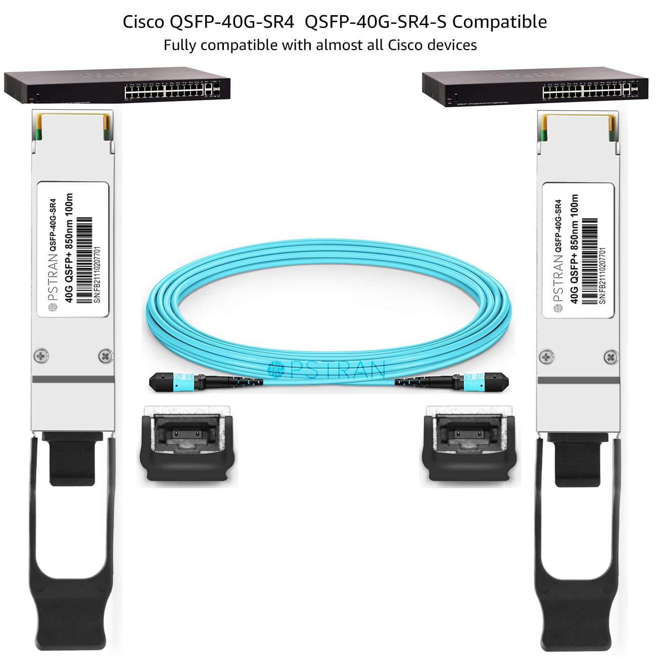 Opstran 40Gbase Sr4 Qsfp+ Optical Transceiver Module Compatible With Cisco Qsfp 40G Sr4 Meraki Ma Qsfp 40G Sr 40G Qsfp+ Sr4 850N