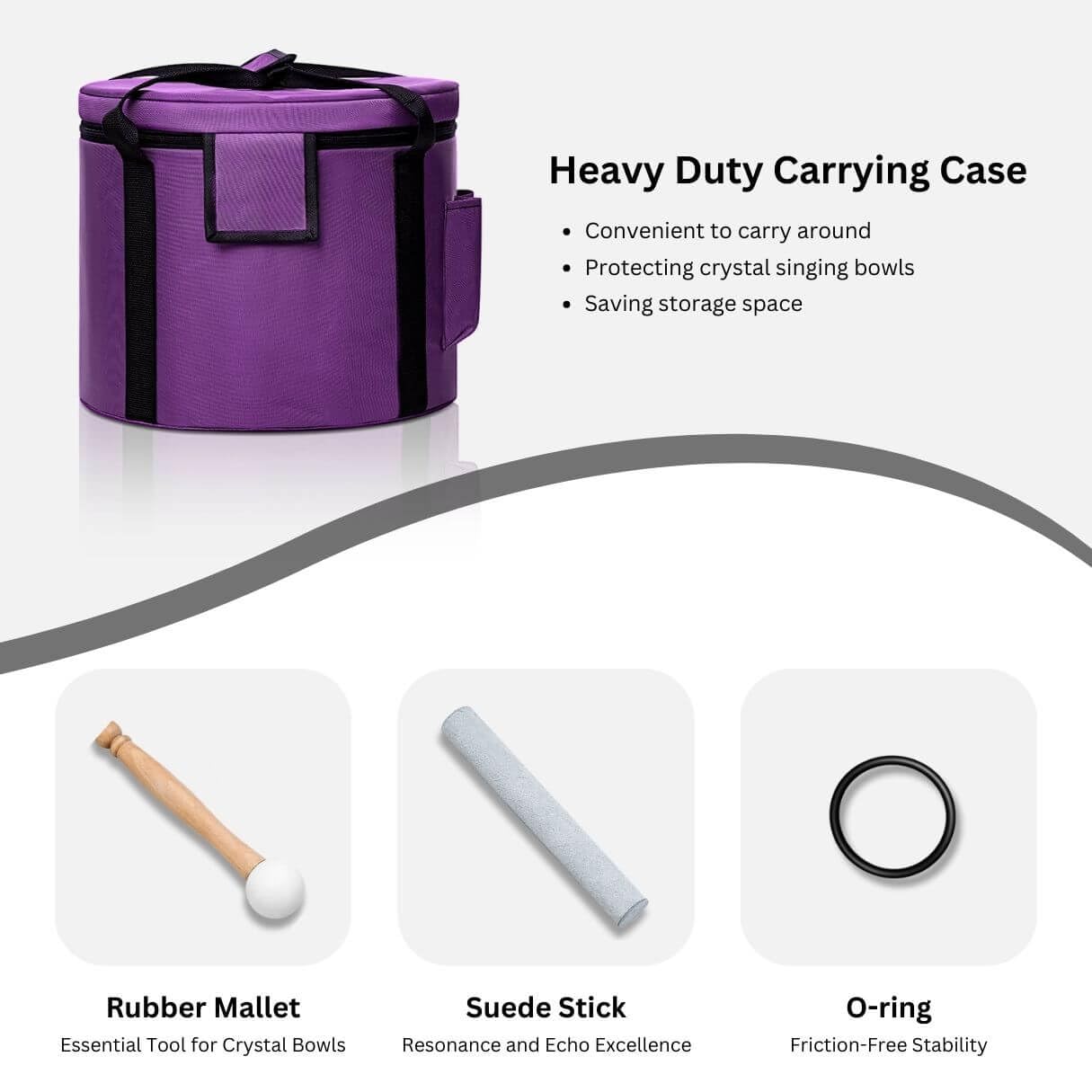 Calm Clang 8 Inch G Note 432Hz Throat Chakra Crystal Singing Bowl Healing Pure White With Carrying Case And Rubber Mallet Suede