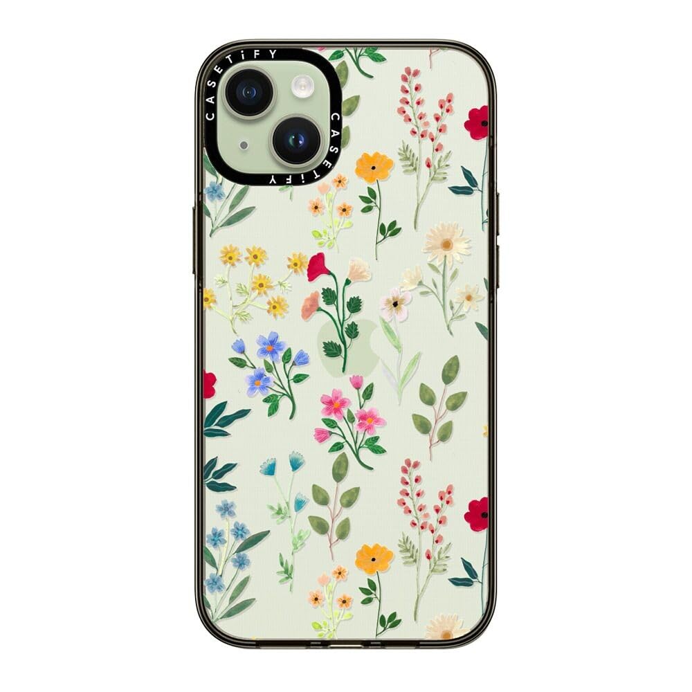 Casetify Compact Case For Iphone 15 Plus [2X Military Grade Drop Tested / 4Ft Drop Protection]   Spring Botanicals 2   Clear Bla