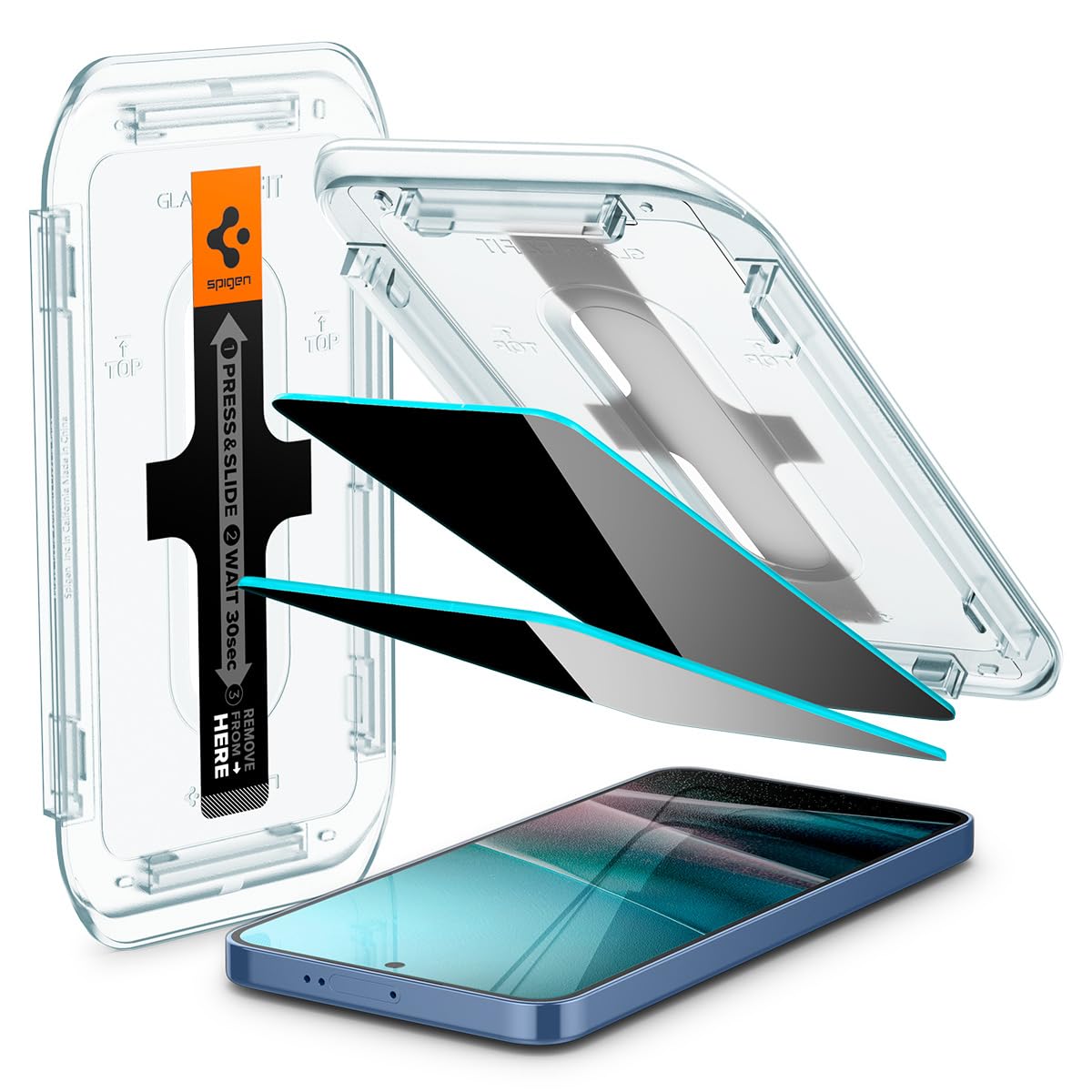 Spigen Tempered Glass Screen Protector [GlasTR EZ FIT - Privacy] Designed for Galaxy S25 | Galaxy S24 [Case Friendly] - 2 Pack
