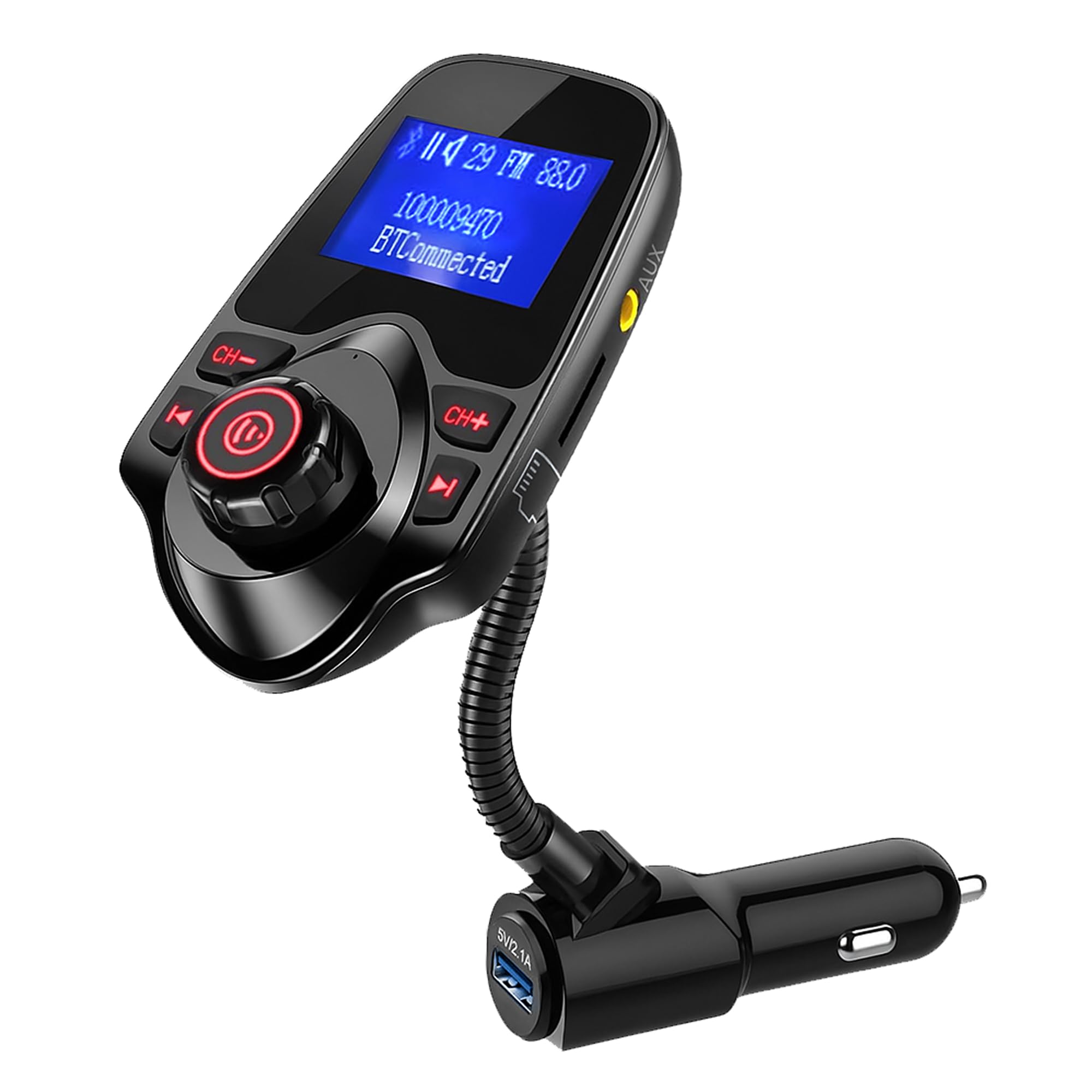 Bluetooth FM Transmitter for Car, Bluetooth Car Adapter, Black