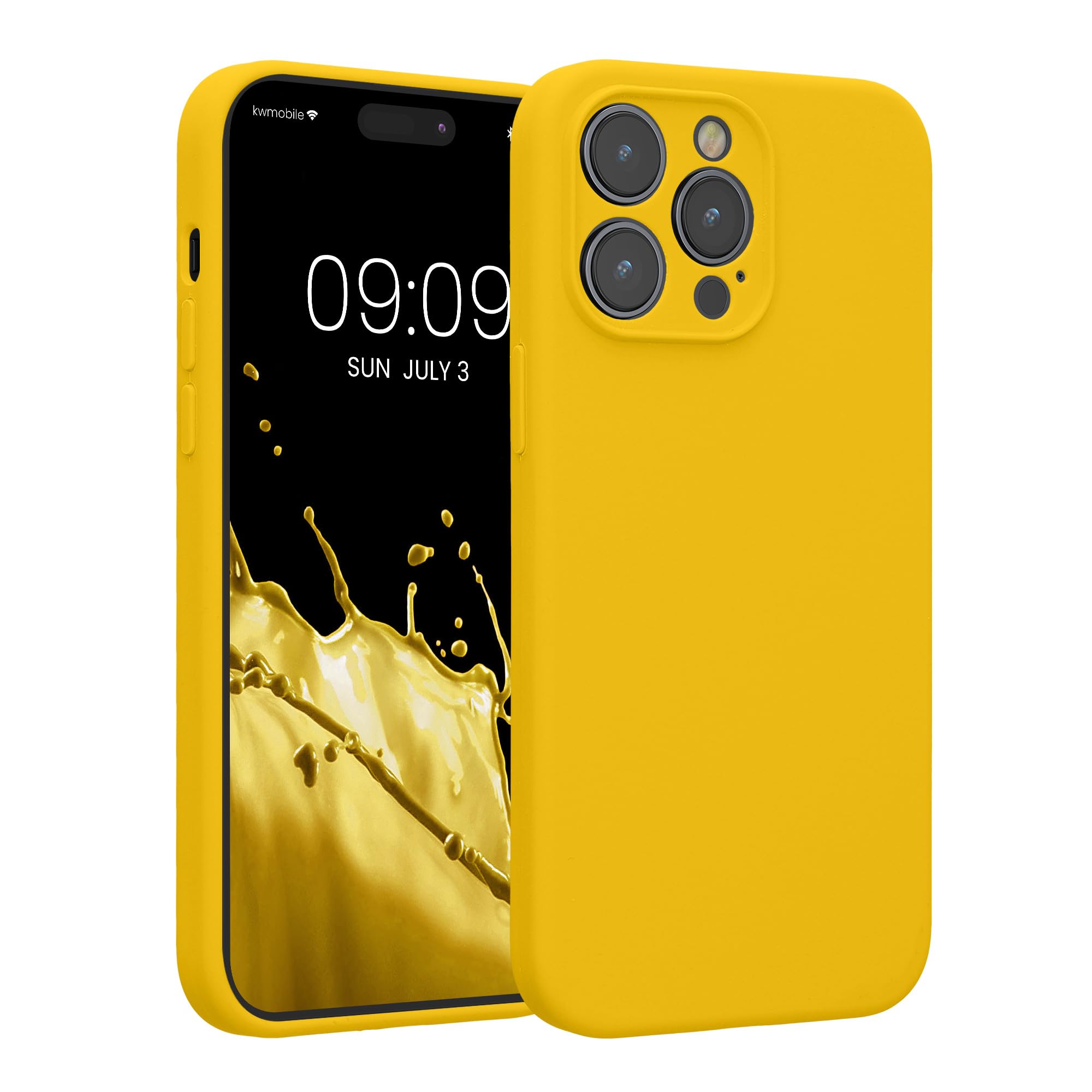 kwmobile Case Compatible with Apple iPhone 14 Pro Max Case - Slim TPU Silicone Phone Cover - Soft Touch Finish - Radiant Yellow