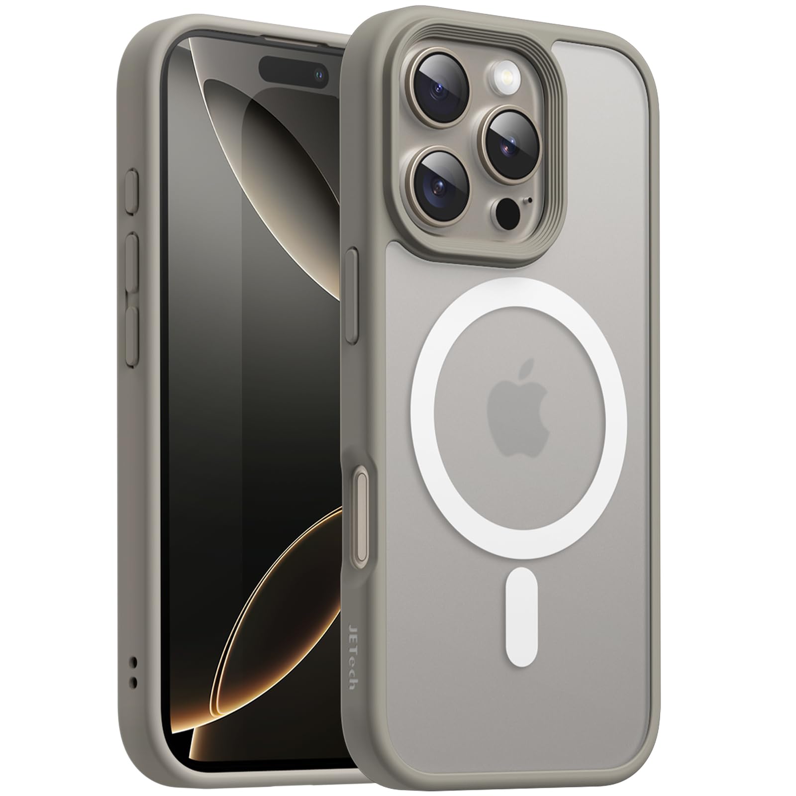 JETech Magnetic Case for iPhone 16 Pro 6.3-Inch Compatible with MagSafe, Translucent Matte Back Slim Shockproof Phone Cover (Nat