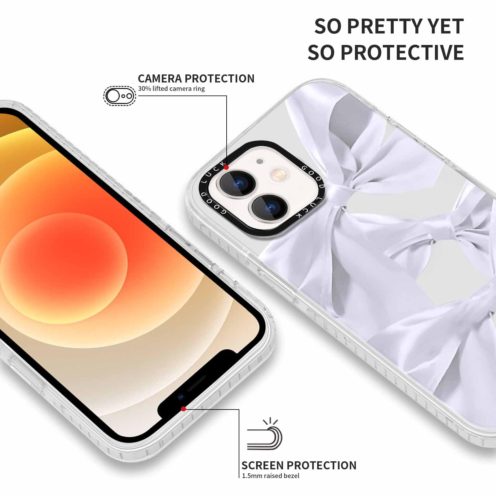 Rumdey 2 Pack Clear Bow Phone Case For Iphone 12 Mini 5.4 Inch, Cute Aesthetic Pattern Design Protective Soft Slim Shockproof Tp