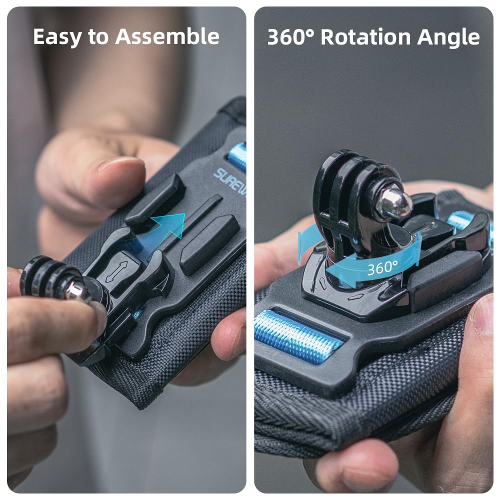 Skezn Backpack Shoulder Strap Mount Camera With Adjustable Shoulder Pad And 360 Degree Rotating Base Compatible With Gopro Hero