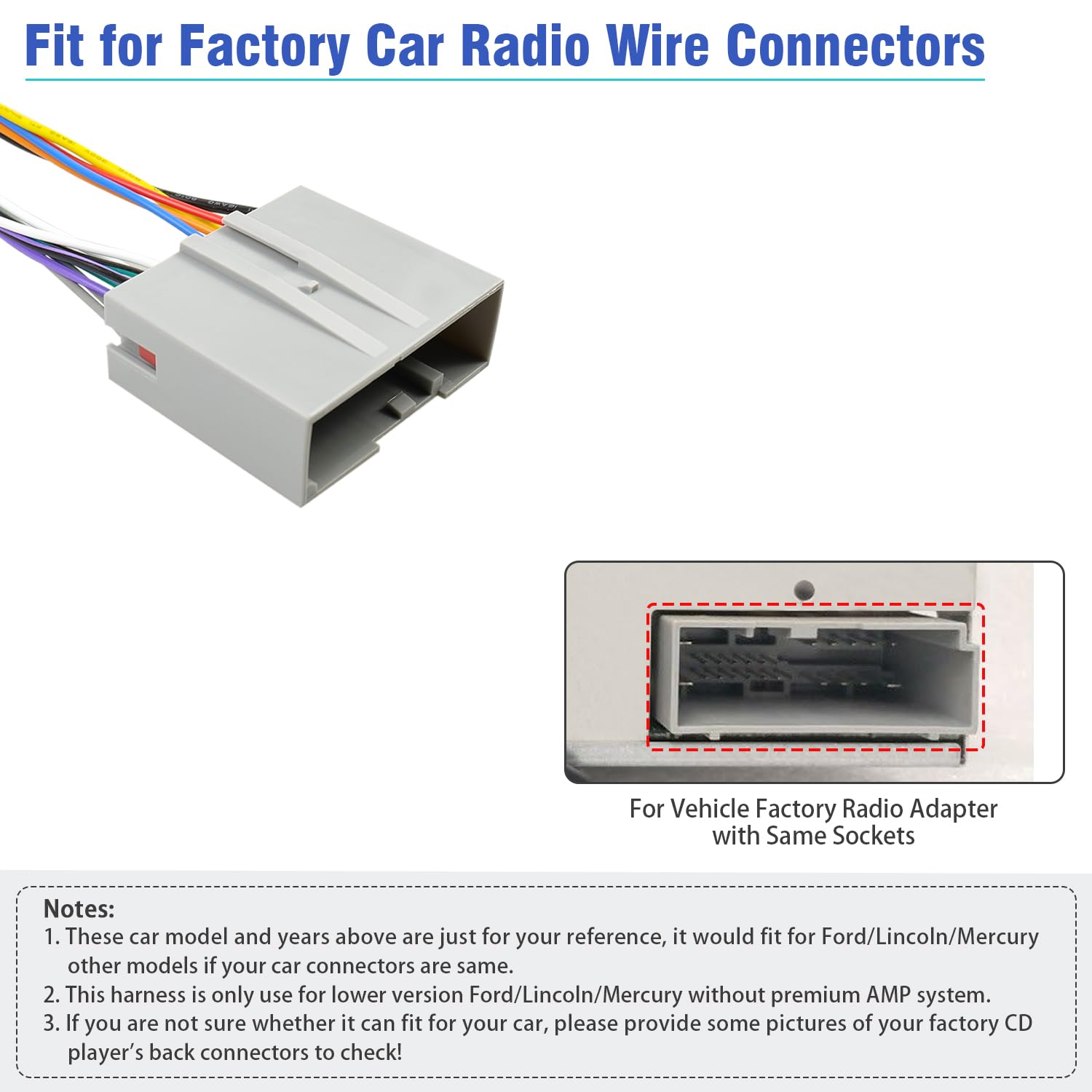 Jayubien 24Pin Radio Wiring Harness Compatible With Ford Mercury Lincoln 2006 2012, Aftermarket 16Pin Iso Stereo Connector Wire