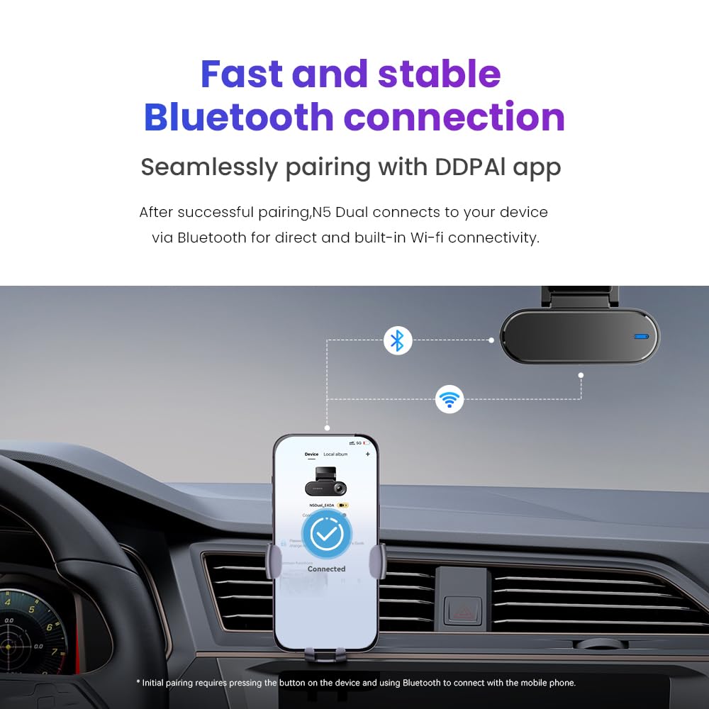 Ddpai 4K Car Dash Cam Front And Rear 2160P+1080P Dashcam Built In 32G Emmc Voice Control Adas 5G Wifi Gps G Sensor With App Cont