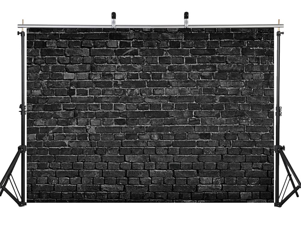 Aiikes 8X6Ft Brick Backdrop Black Brick Wall Photography Backdrop Vintage Theme Stone Brick Design Photography Backdrop Baby Bir