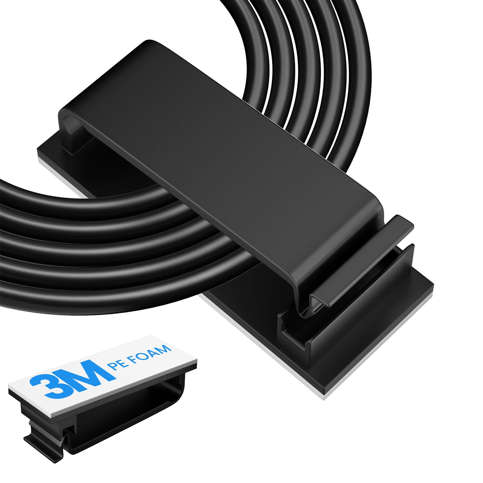 Adhesive Cable Management Clip (20Pcs Black)