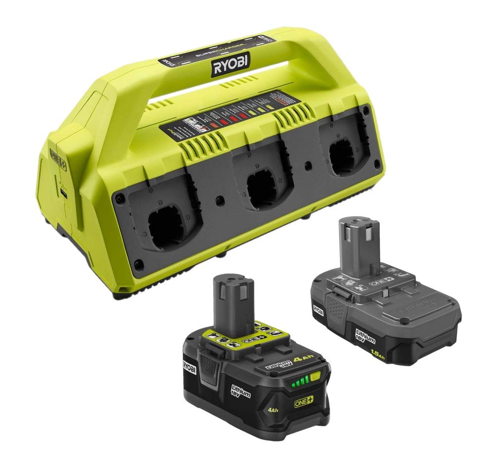 Ryobi 18 Volt One+ Supercharger And 2 Lithium Ion Batteries Kit