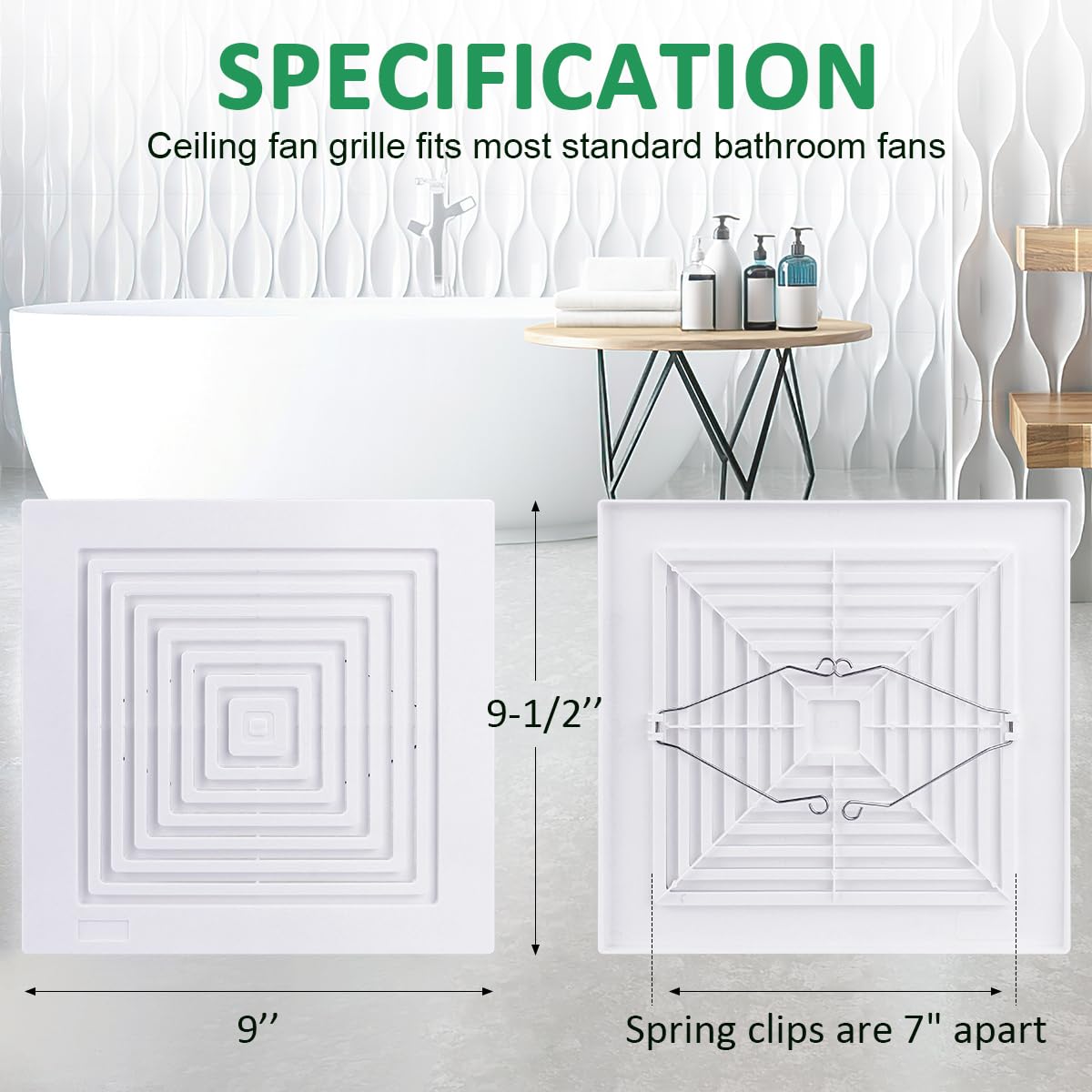 Wkzo 97011723 Bathroom Ceiling Fan Grille With Springs Replacement Parts For Square Ceiling Or Wall Mount Exhaust Fan Fits Model