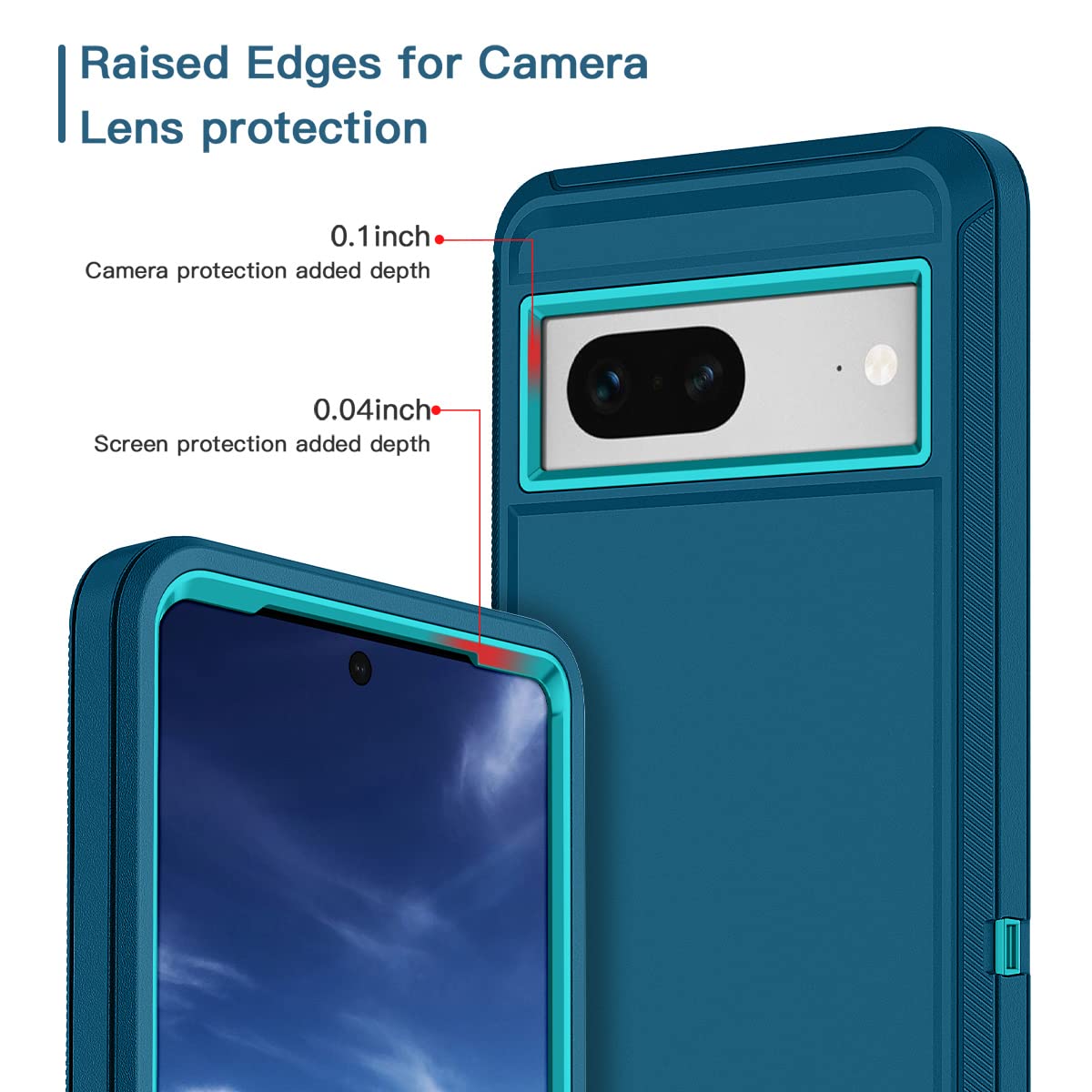 Hucasok For Google Pixel 7 Case Shockproof Rugged Full Body Protection Scratch Resistant Heavy Duty Dust/Drop Proof 3-Layer Cove