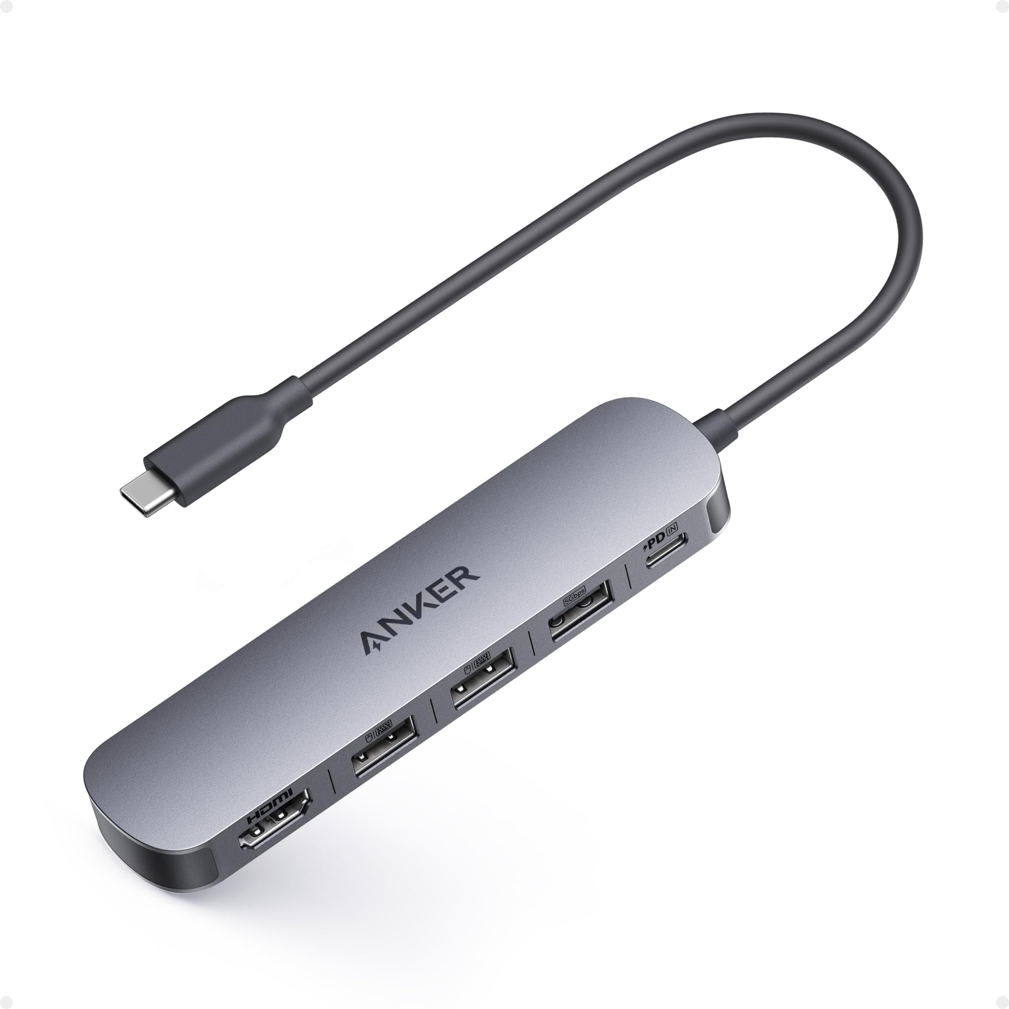 Anker USB C Hub, 5-in-1 USB Hub for Laptops, 4K HDMI Multiport Adapter with 90W Max Power Delivery, USBC & USBA Data Ports USB C