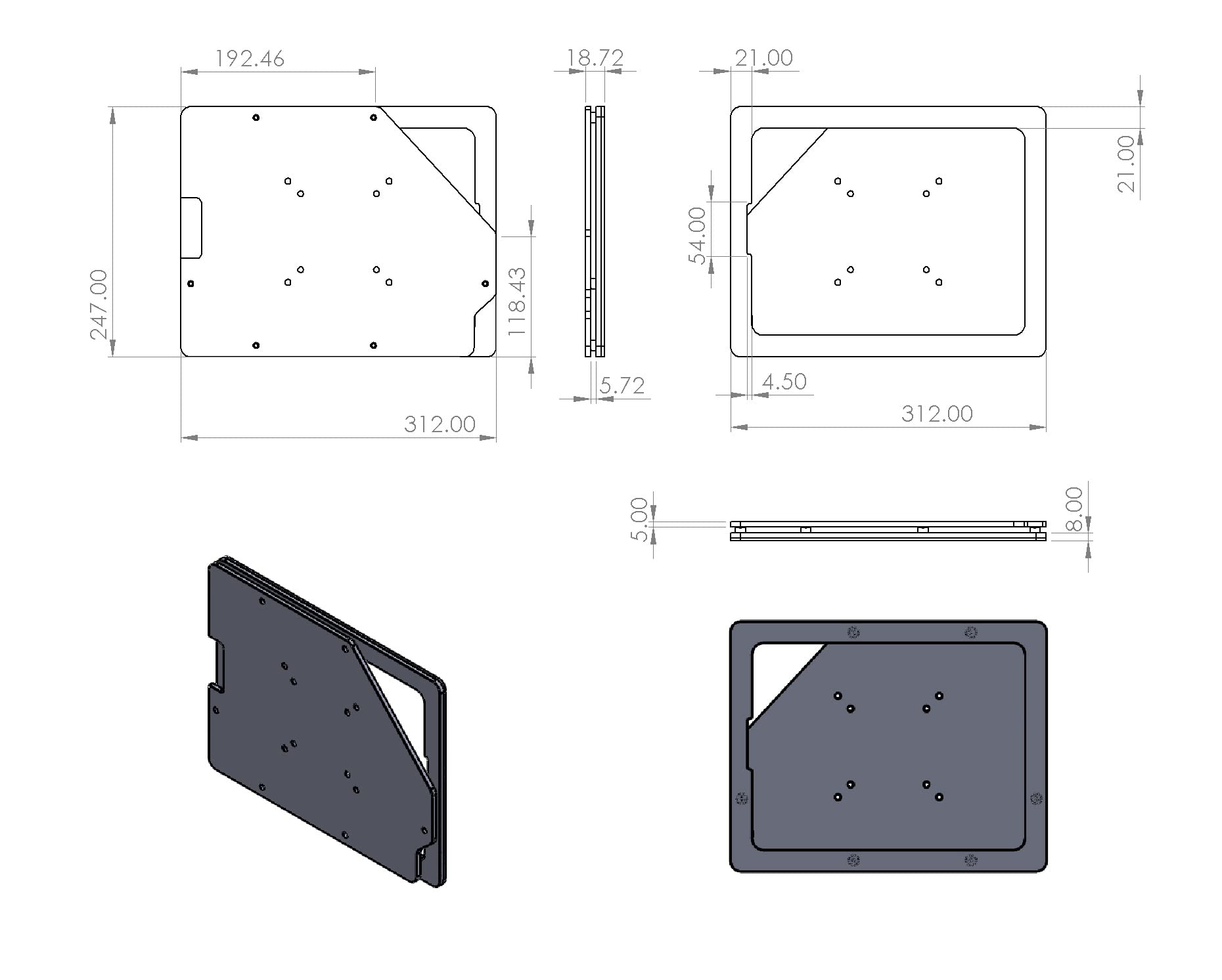 Tabcare Anti Theft Acrylic Vesa Enclosure For Apple Ipad Pro 12.9' 2018 2020 2021 With Free Wall Mount Kit & 90 Degree Angle Usb C Cable (Ipad Pro 12.9' 3/4/5, Black)