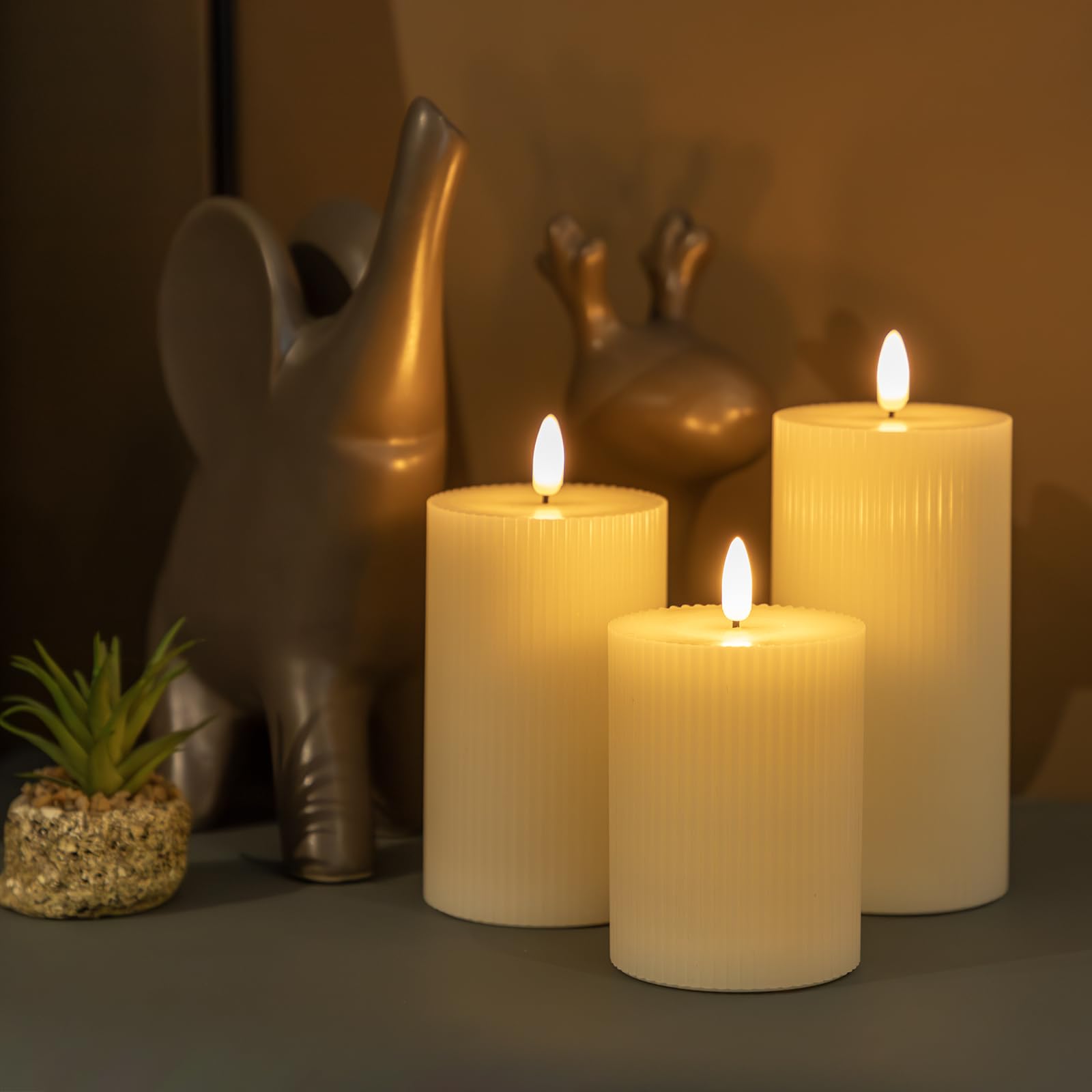 Angelloong Battery Operated Candles With Remote, Real Wax Flameless Candles With Flickering Flame, Pillar Led Electric Timer Can