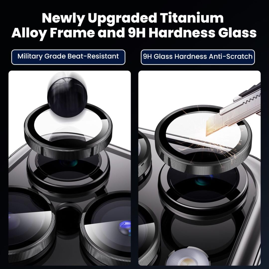 Hoerrye For Iphone 15 Pro & Iphone 15 Pro Max Camera Lens Protector [3+1Pack] Case Friendly Ultra Hd Glass Screen Protector [Mil