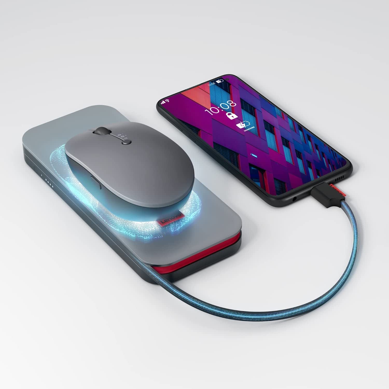 Lenovo Go Wireless Mobile Power Bank (10,000 Mah Capacity) 30W Max Output - Wireless Qi Fast Charging Up To 15W - Built-In Overc