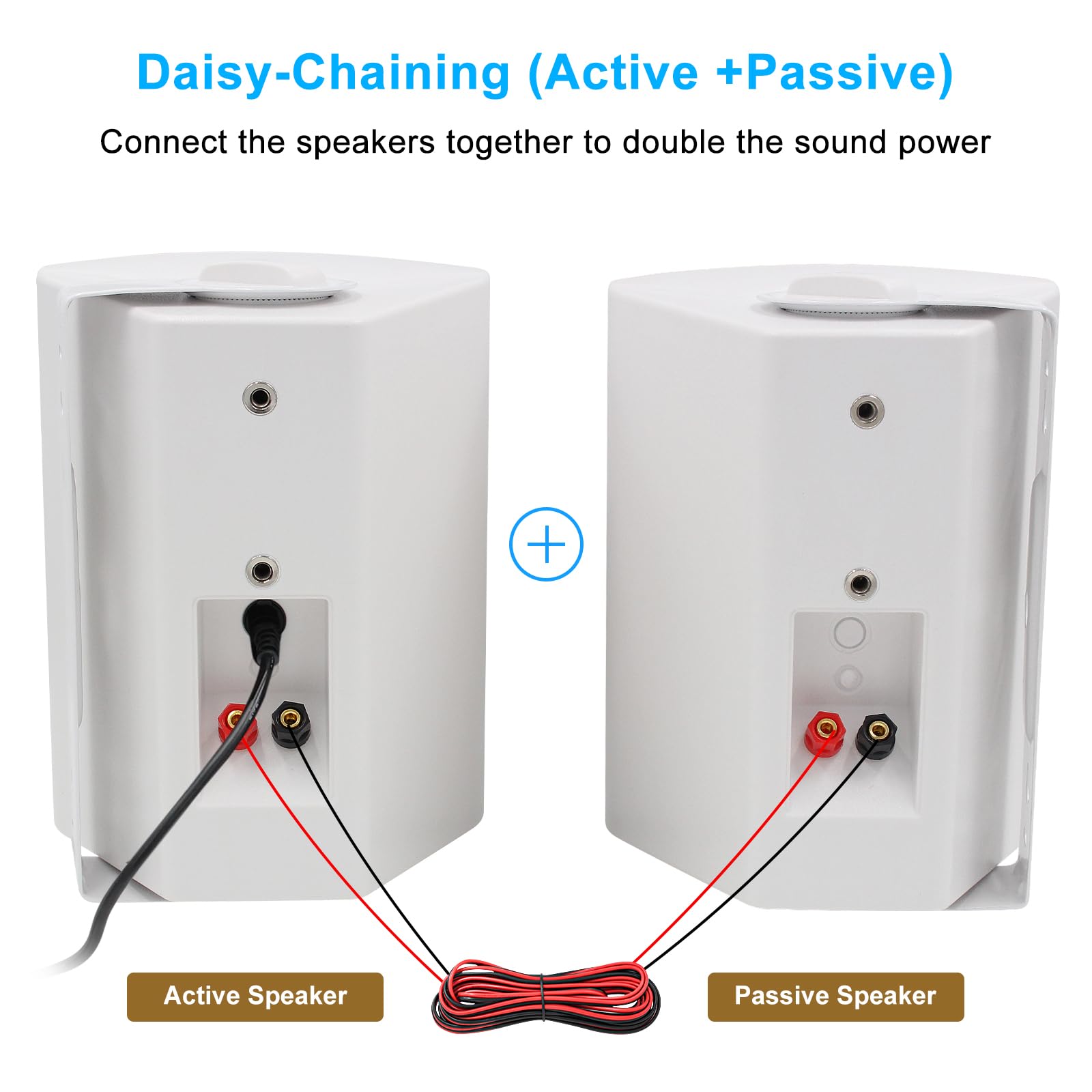 Studiofinix 6.5 Inches Indoor Outdoor Bluetooth Speakers Waterproof Wired Wall Mount Active Speakers 400 Watt For Patio Garage,D