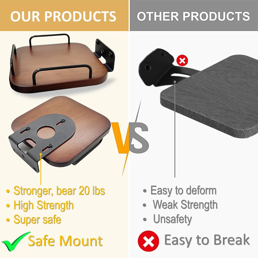 Counlisha Universal Speaker Wall Mount,Secure Adjustable Real Wood Wall Bracket Holder,Small Speakers Shelves For Bose,Homepod,Jbl,Sonos,Sony,Kef,Google,Roku (Walnut,2 Pack)