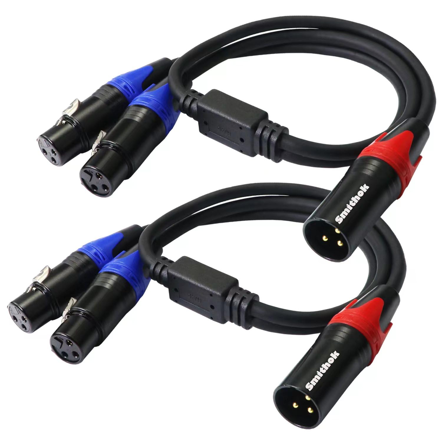Smithok 2Pack XLR Y Splitter 1 Male to 2 Female Micrphone Cable, 3 Pin XLR 2 Female to 1 Male, Combiner Y Cord Balanced Mic Audi