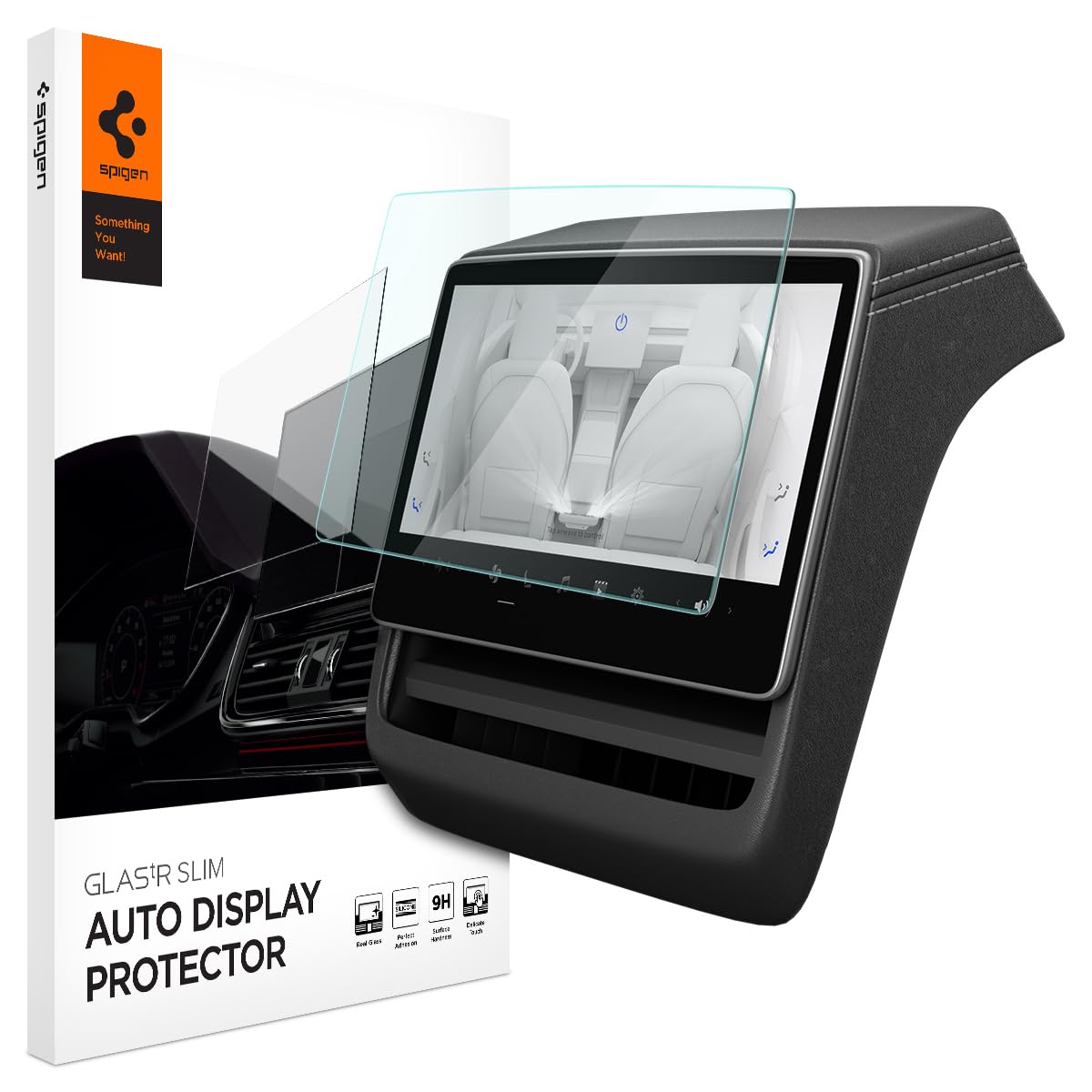 Spigen Tempered Glass Screen Protector [Glastr Slim] Designed For Tesla Model 3 (2024/2025), New Model Y Juniper (2025) 8' Rear Touchscreen   Matte/Anti Finger Print