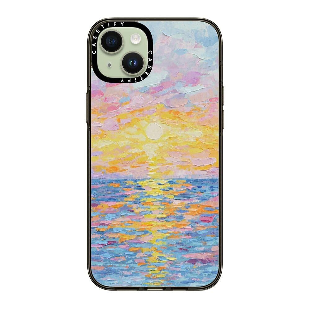 Casetify Compact Iphone 15 Plus Case [2X Military Grade Drop Tested / 4Ft Drop Protection]   Frosted Sunset   Clear Black