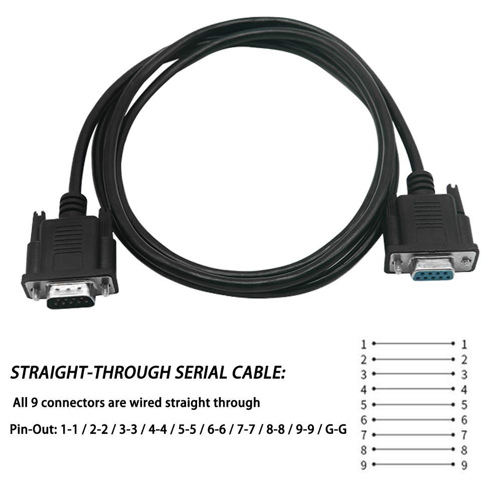 Eviswiy Db9 Cable Male To Female Extension Straight Through 3M 10 Foot 9 Pin Serial Rs232 Cable M/F Black 2 Pack