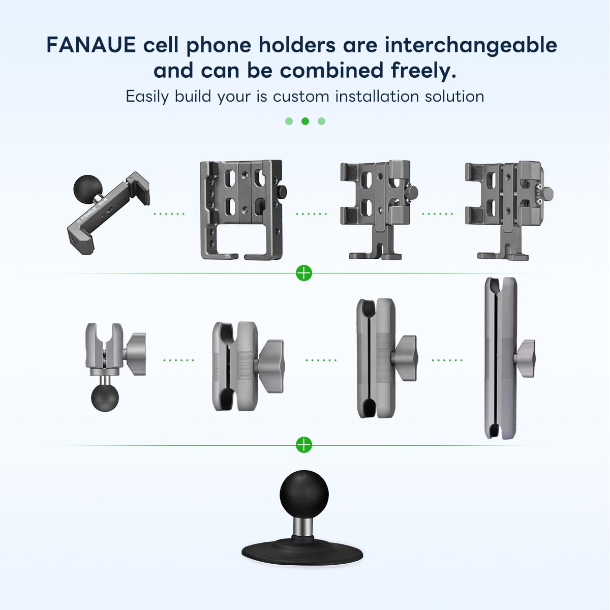 Fanaue Flex Adhesive Ball Base Compatible With Ram Mounts B Size Double Socket Arm, 1'' Ball Head Adapter For Motorcycle Phone M