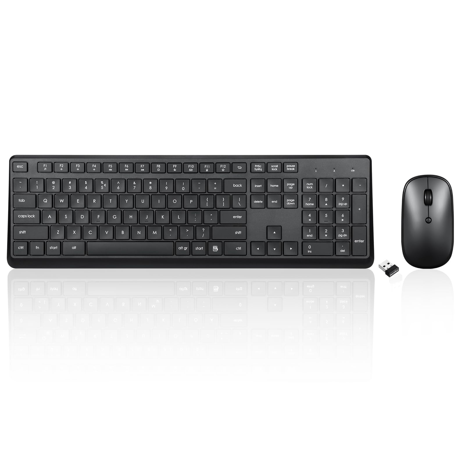 Perixx Periduo 716, Wireless Standard Keyboard And Optical Mouse Combo Set   Black