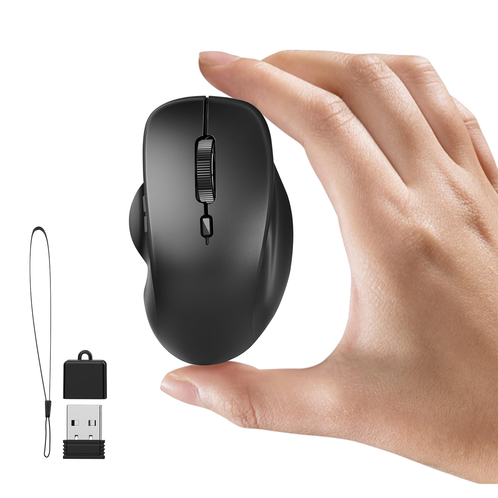 Uiosmuph Mini Wireless Bluetooth Mouse for Travel, Silent Small Mouse Black