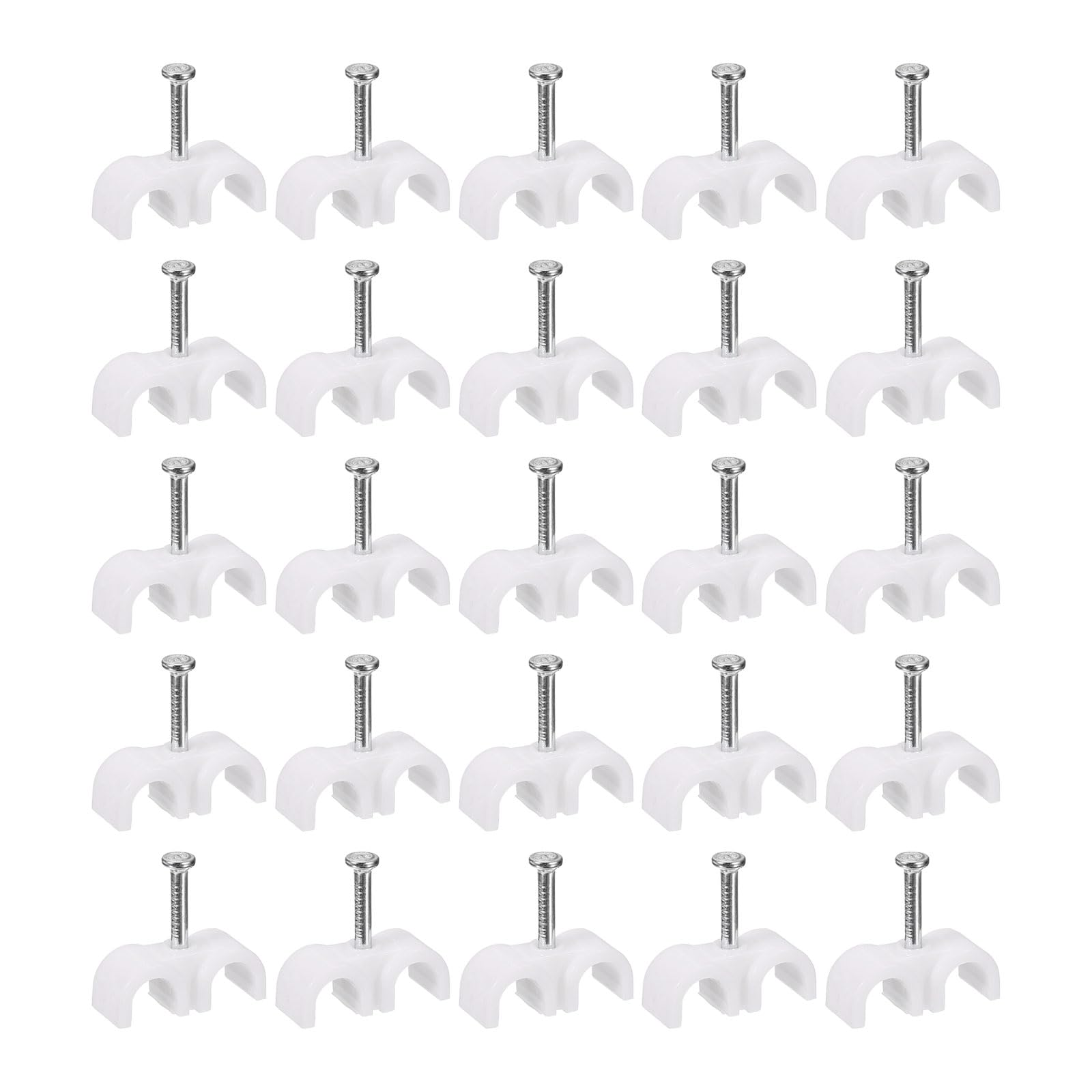 Uxcell Cable Clips With Steel Nail, 100Pcs 8Mm/0.31Inch Plastic Cable Wire Clips, Circle Ethernet Cable Clips Nail In Cable Clips F
