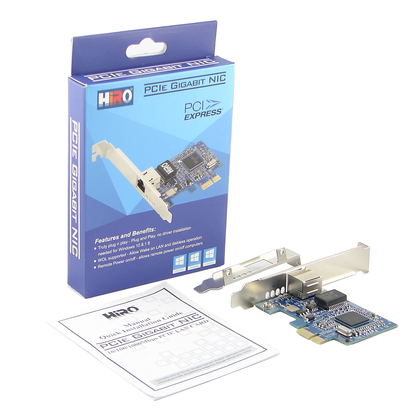 Hiro NT H50356 BROADCOM 10 100 1000BASET PCIE GIGABIT ETHERNET CARD Brown Box