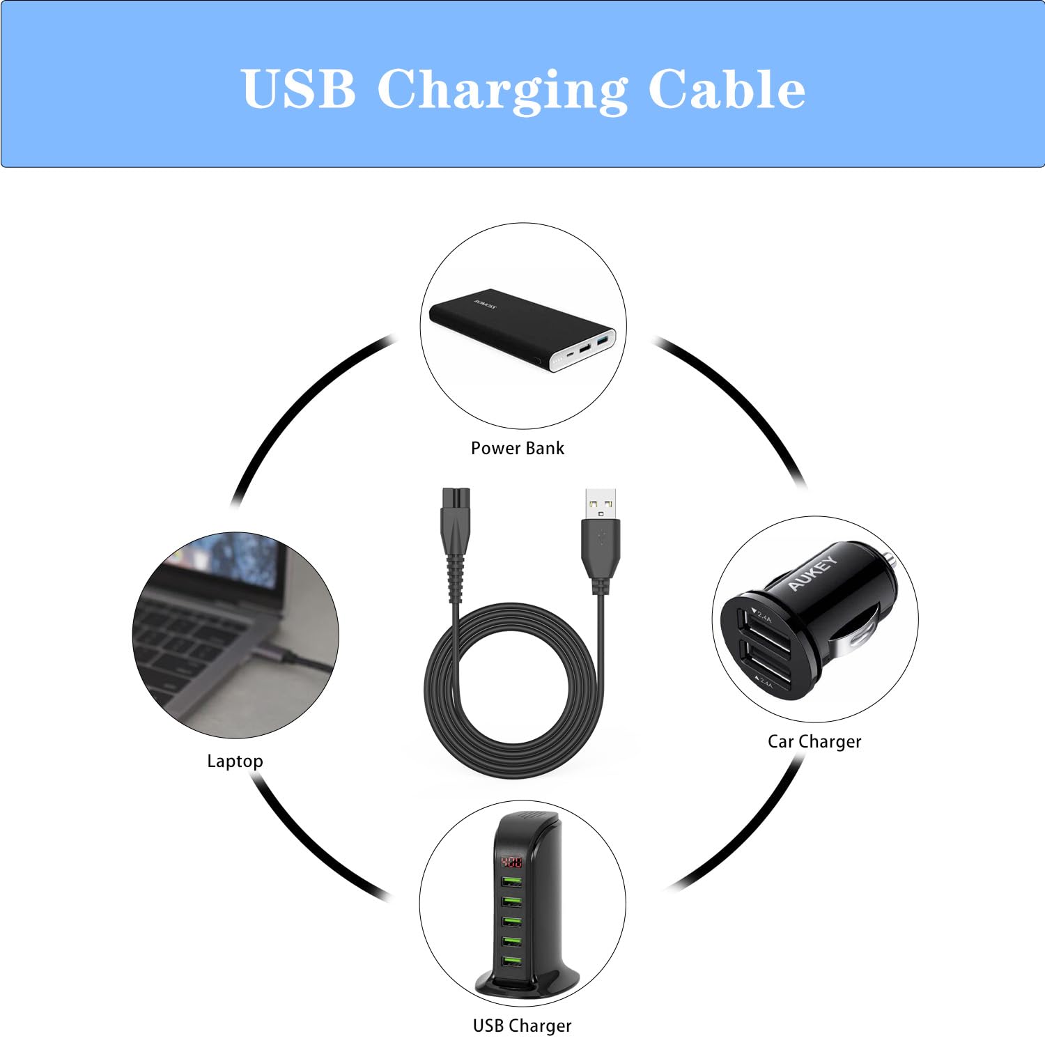 Charger For Meridian Grooming Electric Shaver Trimmer, Replacement Charger Cord Charging Cable Compatible With Meridian, 5V Powe