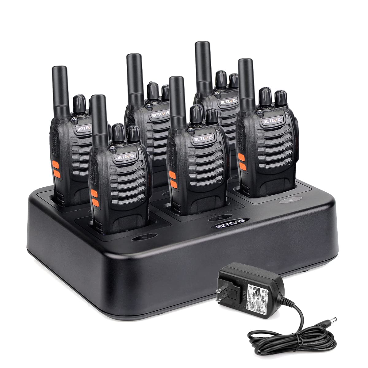 Case Of 6,Retevis H 777 Walkie Talkies For Adults Long Range, Rechargeable Two Way Radios,With 6 Way Multi Unit Charger,Flashlight Handheld Business 2 Way Radios
