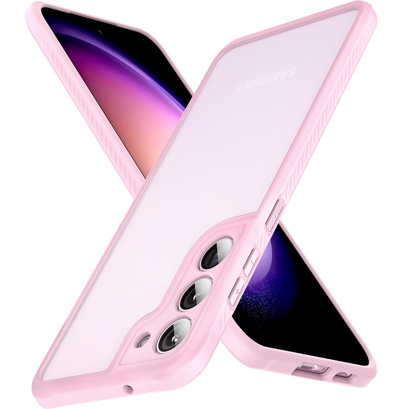 Tocol For Samsung Galaxy S23 Case Built In Camera Lens Protection, With 2 Pack Screen Protector, Translucent Matte Back & Non Sl