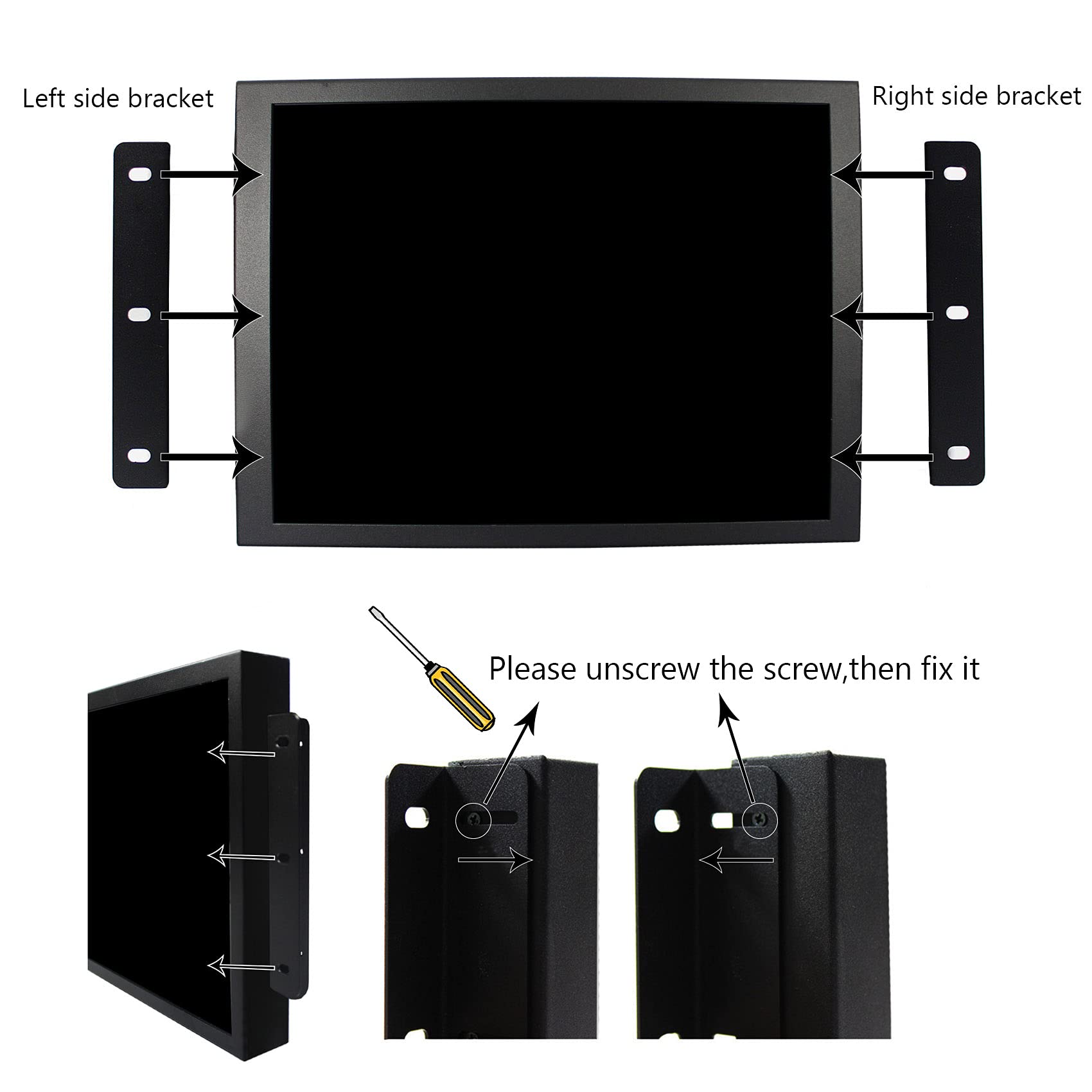 Vsdisplay 12.1' 12.1 Inch 800X600 700Nit Tft Industrial Monitor Vs121Zj01 With Hd Mi Dvi Vga Port, Built In Dual Speakers,Metal Shell With Bracket