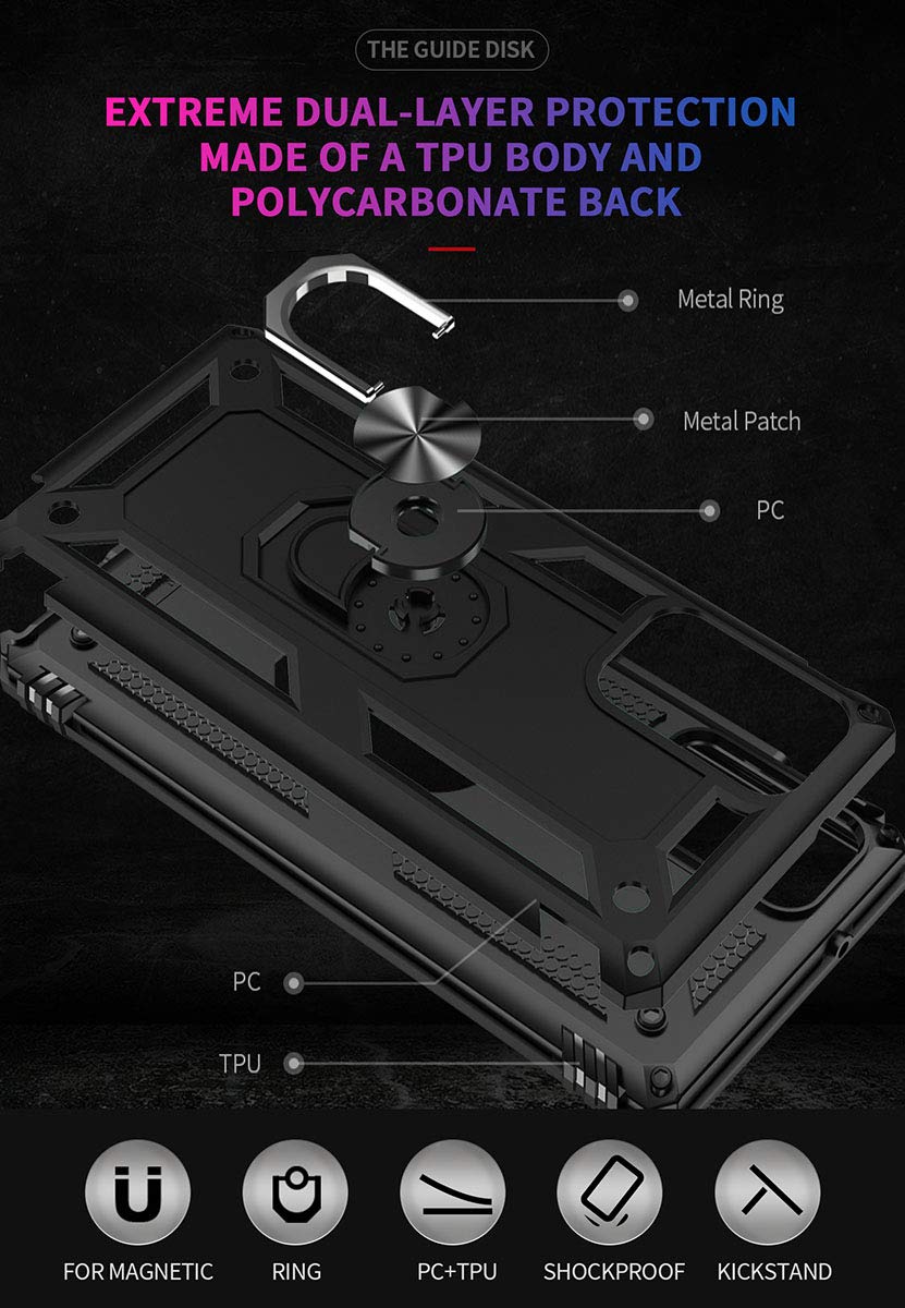 Addit Note 20 Case, Phone Case For Samsung Galaxy Note 20 Case,With Kickstand Ring,Adjustable Stand,Military Grade,Heavy Duty Pr