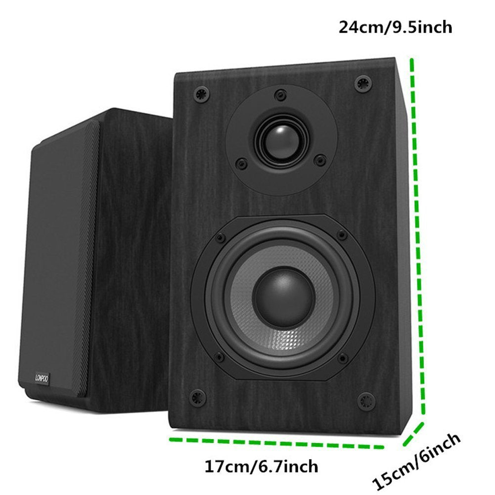 Lonpoo Passive Bookshelf Speaker, 75W X 2 Classic Wooden Near Field Monitor With 4 Inch Carbon Fiber Woofer &1 Inch Silk Domed T