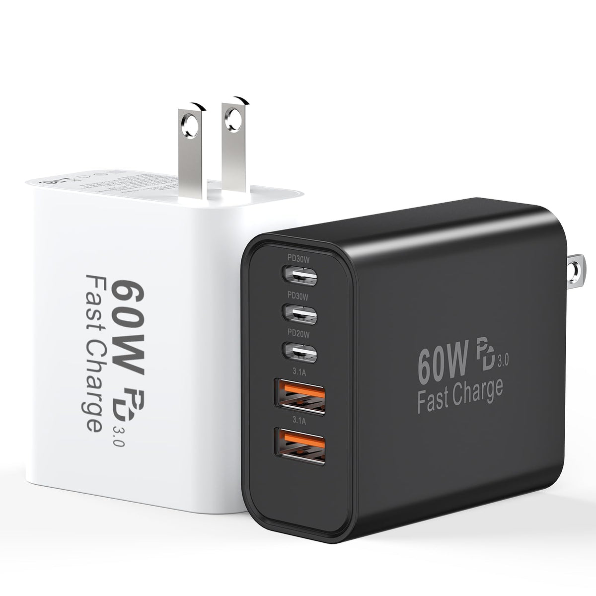 USB C Fast Charger Block, 60W 5-Port USB C Wall Charging Blocks, Type ...
