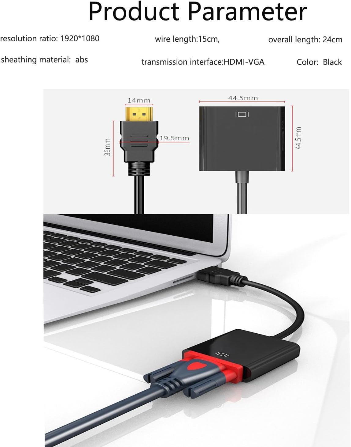 Gold Plated Hdmi To Vga Adapter 1080P Video Converter Male To Female With 3.5Mm Audio Port And Miniusb To Usb Port For Pc, Lapto
