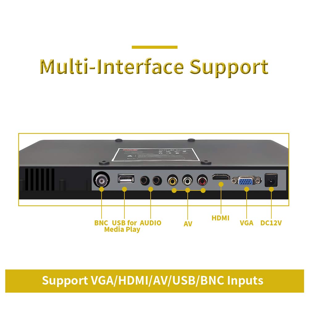 Cocar Security Monitor, 17 Inch Security Monitor Screen, Lcd Cctv Display For Home Security Systems Surveillance Camera Stb Pc, 1280X1024 Vesa Wall Mount Built In Speaker, Bnc/Vga/Hdmi/Audio In Out