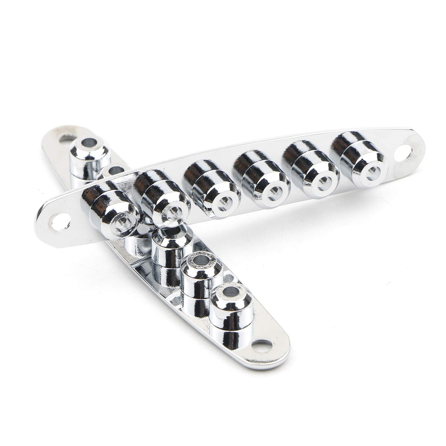 Swhmc 2Pcs Chrome Guitar String Through Plate Metal Guitar Mounting Ferrules Bushing Plate Through Body For Bass Guitar